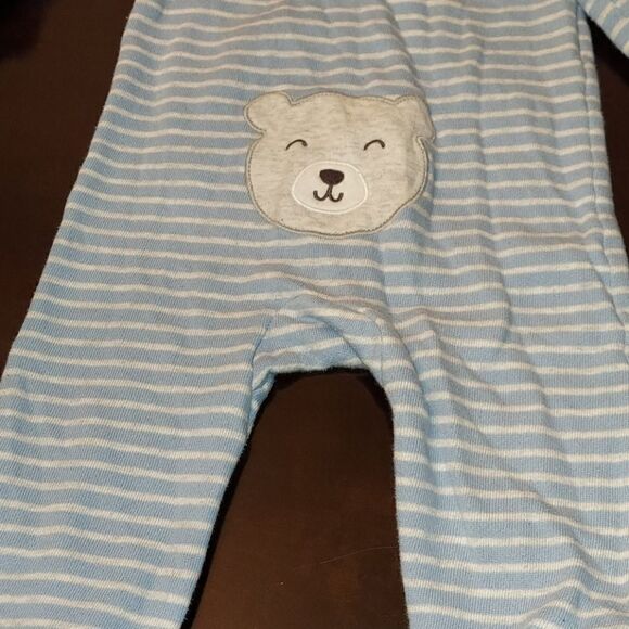 Carter's Light Blue Striped Hooded Jumpsuit 18M - Picture 4 of 4